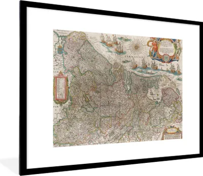 Produktbild von MuchoWow® Gerahmtes Poster Karte der Niederlande 80x60 cm - Poster mit Schwarzem Bilderrahmen Wandposter Rahmen Foto Bilder - Schlafzimmer-Dekorationen - Fotoposter