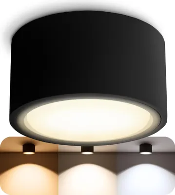 Produktbild von SSC-LUXon CELI-X LED Aufbau Deckenleuchte matt schwarz - flach & rund - inkl. tauschbarem LED GX53 mit 5W in drei einstellbaren Lichtfarben 3CCT