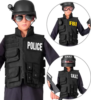 Zdjęcie produktu dla Kamizelka policyjna, SWAT, FBI i wojskowa dla dzieci - 140 cm - 8-10 lat