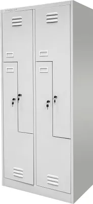 Zdjęcie produktu dla Szafka ubraniowa BHP socjalna metalowa Mega-M J-80/L 4-drzwiowa typ L szara 80x50x180 cm skręcana