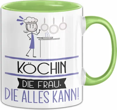 Produktbild von Köchin Geschenk Tasse Becher Die Frau Die Allen Kann Geschenkidee für eine Köchin Lustig (Grün)