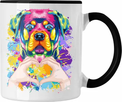 Produktbild von Trendation - Rottweiler Besitzer Farbe Love Tasse Geschenk Lustiger Spruch Geschenkidee Rottweiler Besitzerin (Schwarz)