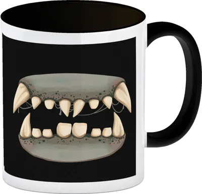 Produktbild von Zombiegebiss Horror Kaffeebecher Schwarz für Halloween