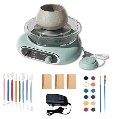 Elektrische Mini-Töpferscheibe, DIY-Keramikset, grün, 8-teilig