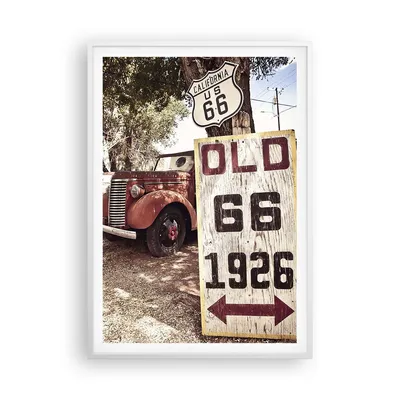 Produktbild von Gerahmtes Poster - Weißer Rahmen - Straße alt 66 USA - 70x100 cm - Wand Bild - Wanddeko - Wandbilder - Kunstposter - Wandposter - Bilderrahmen - Bilder - Kunstdruck - Wandbild - P2WPA70x100-3562