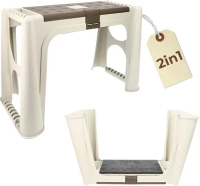 Produktbild von Gartenhocker Kniehocker Gartenarbeit Kniebank für Gartenarbeit Sitzhocker 2in1 Kniebank Tritthocker Arbeitshocker für Garten Bank Kniekissen Arbeit Knieschutz