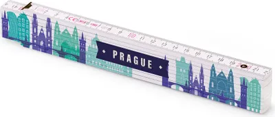 Produktbild von Metrie bedruckter Zollstock Geschenk | Prag Blaue Farbtöne