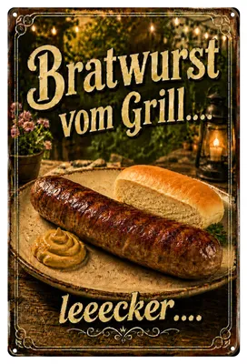 Produktbild von Blechschild Bratwurst vom Grill... leeecker... 20 x 30 cm Grillschild AstraDesign