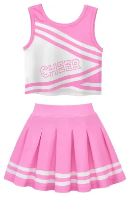 Immagine prodotto di Costume da cheerleader per bambini, rosa, taglia 140, con pompon, ideale per travestimenti