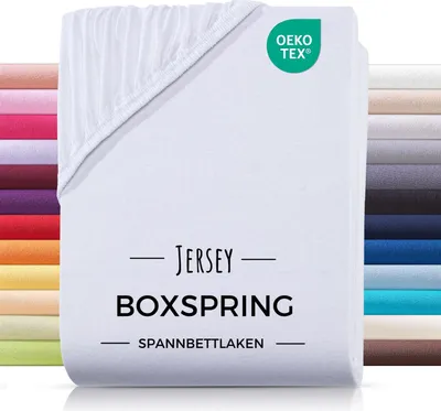 Produktbild von Jersey Boxspringbett Spannbettlaken 180x200 180x220 200x200 200x200 aus 100% Baumwolle