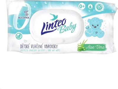 Obrázek produktu pro Dětské vlhčené ubrousky Linteo Baby s Aloe Vera 80 ks