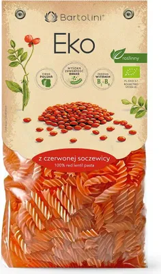 MAKARON PROTEINOWY (Z SOCZEWICY CZERWONEJ) ŚWIDERKI BIO 250 g - BARTOLINI