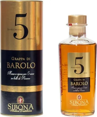 Produktbild von Sibona Grappa di Barolo 5 Years 500ml + Box 44% Vol.