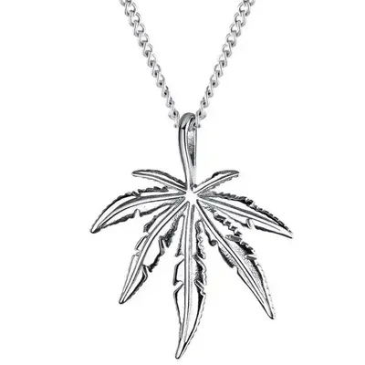 Produktbild von Stylische Leaf Cannabis Halskette aus Silber für Damen KP28853