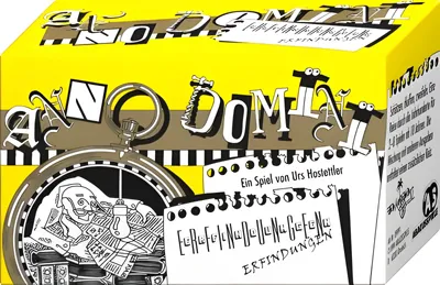The image shows the front of a game box for 'Anno Domini - Erfindungen'.
