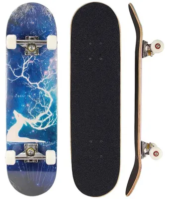 Produktbild von Skateboard für Anfänger 31 Zoll Doppel-Kickboard 7-lagiges Ahornholz 100 kg Tragkraft ABEC-7 Kugellager