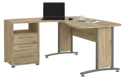 Produktbild von Schreibtisch Estong, Mehrzweckschreibtisch, Bürotisch für PC, Eckschreibtisch, 159x150 h75 cm, Grau und Eiche