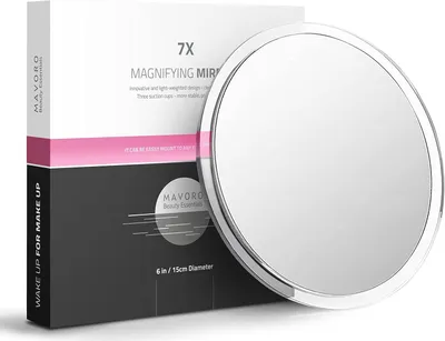 Produktbild von Kosmetikspiegel Make-up Spiegel 15 cm, 7-fache Vergrößerung, 3 Saugnäpfe, tragbar für Kosmetik, für Reisen