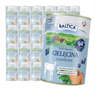 Zdjęcie produktu dla Baltica Cielęcina z Jagnięciną 24x400g Duoproteinowa Bezzbożowa Mokra Karma Dla Psa