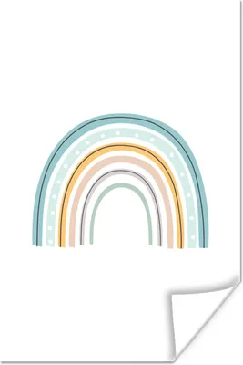 Produktbild von MuchoWow® Poster Kind Illustration mit einem Regenbogen vor einem weißen Hintergrund - Kinder - Kind - Baby 40x60 cm - Plakate für die Wand - Poster Babyzimmer