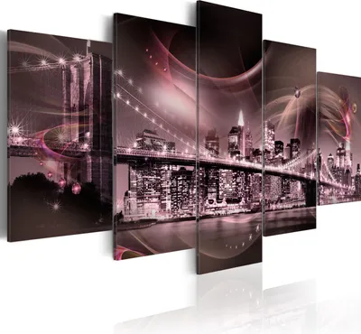 Produktbild von Modernes Wandbild 030111- 12 (100x50) - 5 Teilig Bilder Fotografie auf Vlies Leinwand Foto Bild Dekoration Wand Bilder Kunstdruck New York