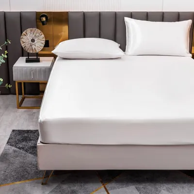 Image de Draps-housse 200 x 200 cm, blanc, en satin