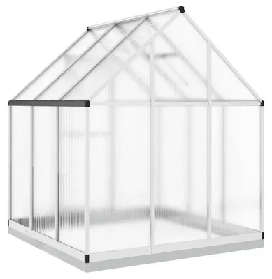 Zdjęcie produktu dla vidaXL Szklarnia z ramą fundamentową Srebrna 169x169x202 Aluminium