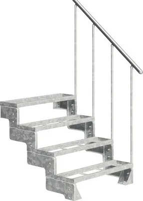 Produktbild von Aussentreppe Pertura Tallis mit Geländer 4 Steigungen Einlegestufen 100 cm Stahl