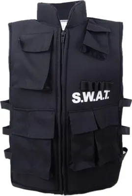 Produktbild von Weste "SWAT" für Kinder | Schwarz - Polizist FBI