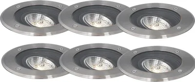 Produktbild von Set mit 6 Modernen Außen Bodenscheinwerfern Stahl AR70 Verstellbar IP65 Delux