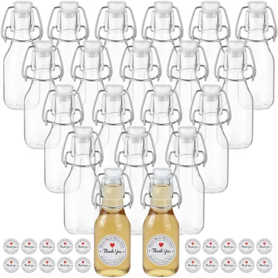 Image de Bouteille en verre de 120 ml - Bouteille avec bouchon à vis - Réutilisable - Hermétique - Pour jus/huiles - Verre durable