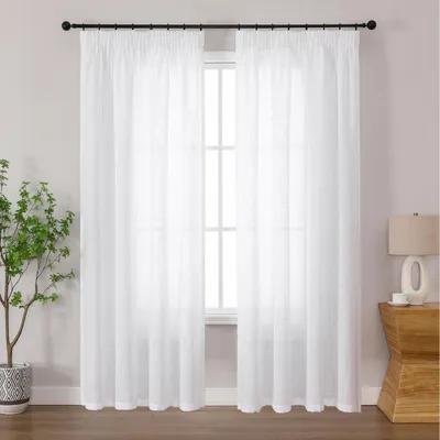 Immagine prodotto di Tende con passacorda, effetto lino, colore bianco, 183x140 cm, set da 2