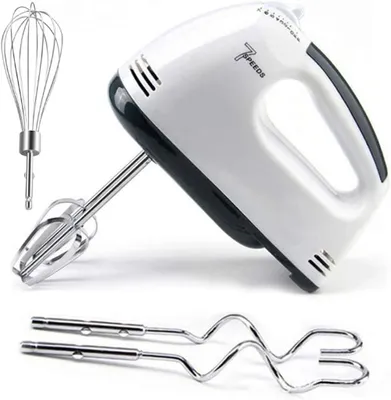 Produktbild von Handmixer Elektrischer Handrührer mit 7-stufig & 5 Edelstahl-Aufsätzen – Handrührgerät - Hakenentriegelung Edelstahl Stabmixer Pürierstäbe Schneebesen