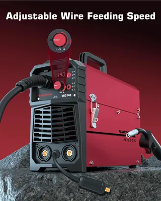 Image de Appareil de soudure MIG 4-en-1 - Modèle MIG140-EU-AC - MIG/MAG/MMA/TIG Lift sans gaz - Portable, 8,4 kg - Contrôle synergique numérique - Prise EU 230 V