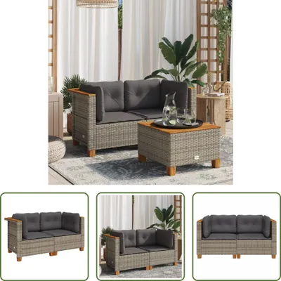 Immagine prodotto di The Living Store Divani da giardino ad angolo con cuscini 2 pz. Poli rattan grigio