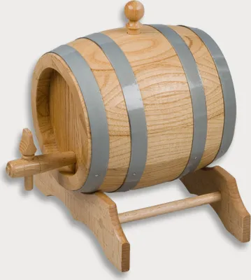 Produktbild von Hofmeister Fass, unlackiert, 2 Liter, inkl. Stopfen, Hahn und Bock aus Holz 21 cm