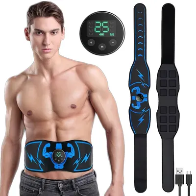 Produktbild von EMS Bauchmuskeltrainer mit 8 Modi & 25 Intensitäten – inkl. Verlängerungsgurt & USB-Ladekabel, wiederaufladbar