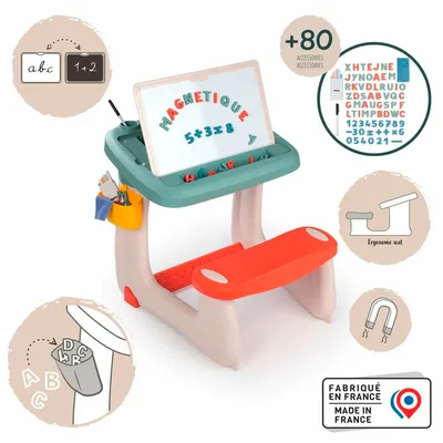 Zdjęcie produktu dla SMOBY Dwustronne Biurko Ławka Tablica 2w1 + 80 akcesoriów