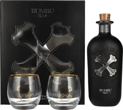 Produktbild von Bumbu XO Handcrafted Rum 40% Vol. 0,7l in Geschenkbox mit 2 Gläsern