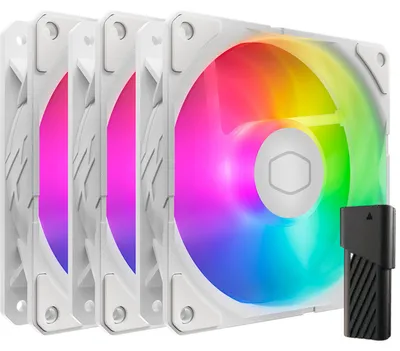 Produktbild von SickleFlow Edge 120 ARGB White Edition Fan Kit (weiß, 3er-Pack, mit A1 Mini LED Controller, 120 mm)