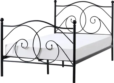 Zdjęcie produktu dla BELIANI Łóżko ze stelażem czarne metalowa ozdobiona rama 120 x 200 cm nowoczesny minimalistyczny styl
