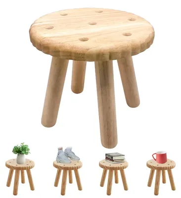 Produktbild von Runder Kinderhocker aus Gummibaumholz, Holzfarben, 24x24x24 cm, stabil