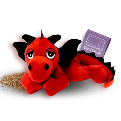 Produktbild von Habibi Plush Classic Wärmetier Glücksdrache rot Kuscheltier Wärmekissen Wärmflasche