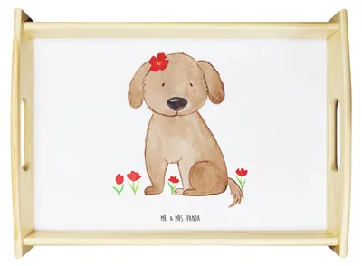 Produktbild von Mr. & Mrs. Panda Tablett Hund Dame - Weiß - Geschenk, Sofa, Hunde, Sprüche, Liebe, Liebenswert, Deko, Bett-Tablett, Snack, Hundemama, Hundeglück, für bett