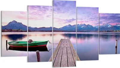 Produktbild von Bild auf Leinwand - Leinwandbild - See Berge Wasser - 160x85cm - Wand Bild - Wanddeko - Wandbilder - Leinwanddruck - Bilder - Kunstdruck - Wanddekoration - Leinwand bilder - Wandkunst - EA160x85-3671