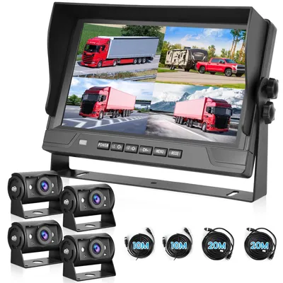 Immagine prodotto di Telecamera per retromarcia con schermo HD IPS da 9 pollici - 4 telecamere con visione notturna 1080p - Registrazione DVR