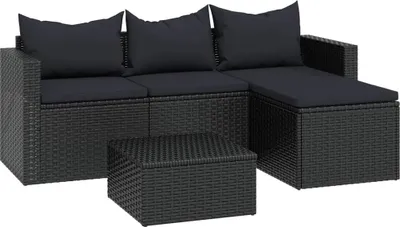 Produktbild von vidaXL Garten-Lounge-Set Schwarz Poly Rattan