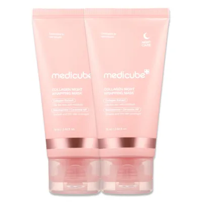 Immagine prodotto di Medicube Maschera avvolgente notturna al collagene Maschera per il viso al collagene, 2x 75ml con pennelli