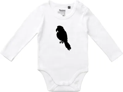 Produktbild von Huuraa Baby Body Papagei Silhouette 74 White  Baumwolle Fairtrade Langarmbody Geschenkidee
