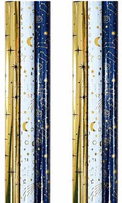 Produktbild von Geschenkpapier „Metallic Stars“ – Weihnachtspapier für Weihnachten – 200 x 70 cm – 6 Rollen